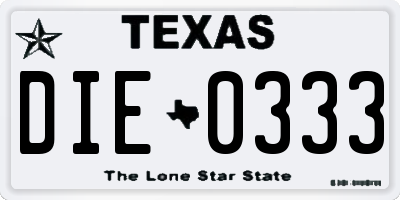 TX license plate DIE0333