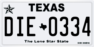 TX license plate DIE0334