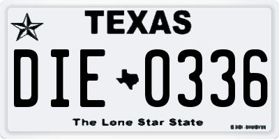 TX license plate DIE0336