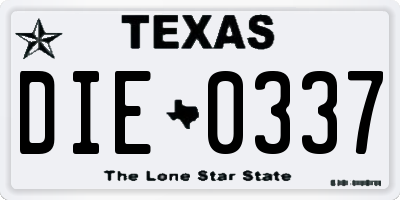 TX license plate DIE0337