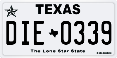 TX license plate DIE0339