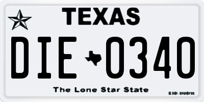 TX license plate DIE0340