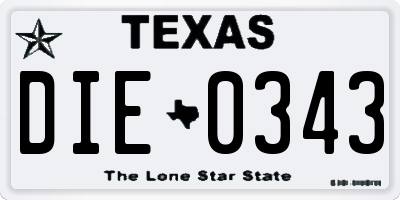 TX license plate DIE0343