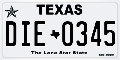 TX license plate DIE0345