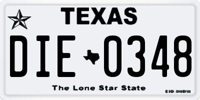 TX license plate DIE0348