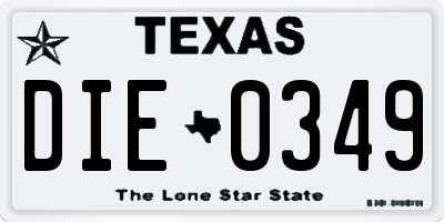 TX license plate DIE0349