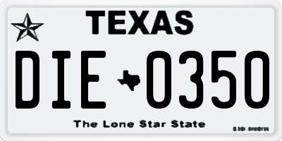 TX license plate DIE0350