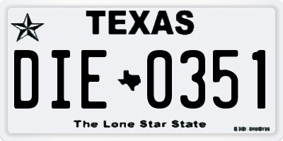 TX license plate DIE0351