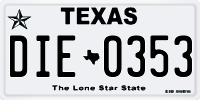 TX license plate DIE0353