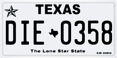 TX license plate DIE0358