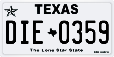 TX license plate DIE0359