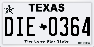 TX license plate DIE0364