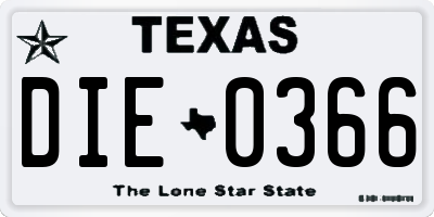 TX license plate DIE0366