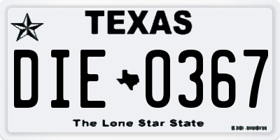 TX license plate DIE0367