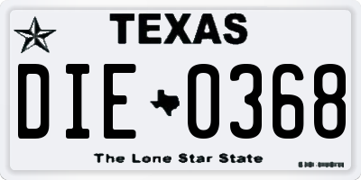 TX license plate DIE0368