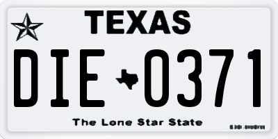 TX license plate DIE0371