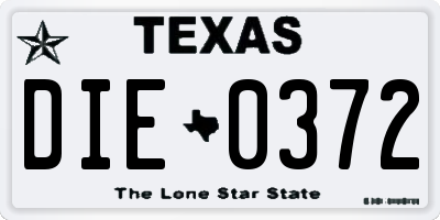 TX license plate DIE0372