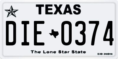 TX license plate DIE0374