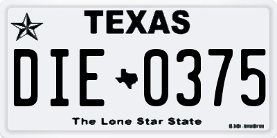 TX license plate DIE0375
