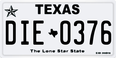 TX license plate DIE0376
