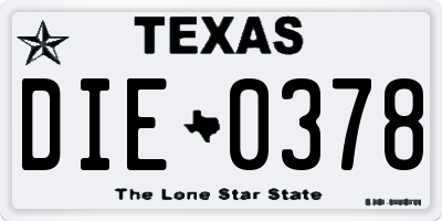 TX license plate DIE0378
