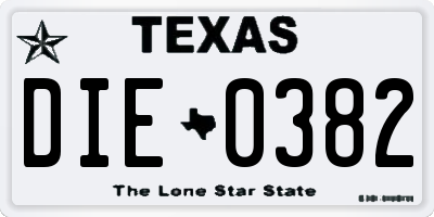 TX license plate DIE0382