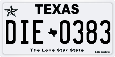 TX license plate DIE0383