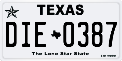 TX license plate DIE0387