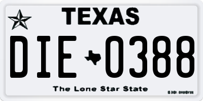 TX license plate DIE0388