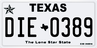 TX license plate DIE0389
