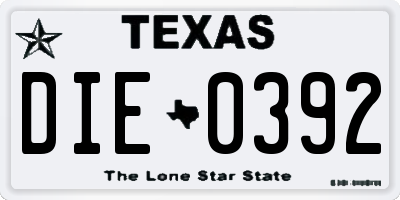 TX license plate DIE0392