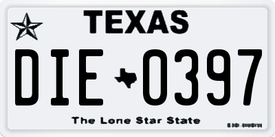 TX license plate DIE0397