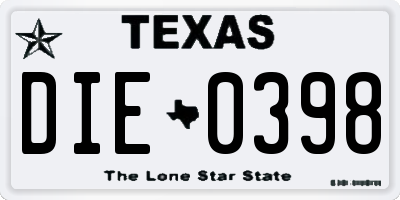 TX license plate DIE0398