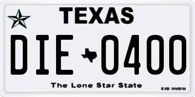 TX license plate DIE0400