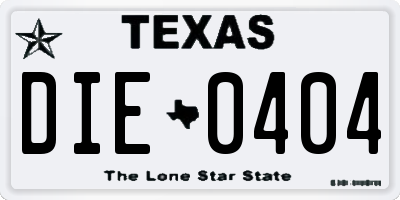 TX license plate DIE0404