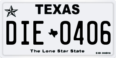 TX license plate DIE0406