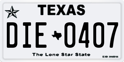 TX license plate DIE0407