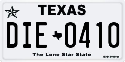 TX license plate DIE0410