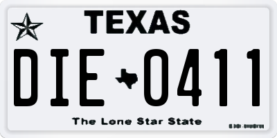 TX license plate DIE0411