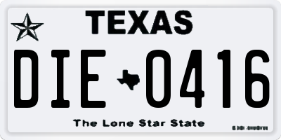 TX license plate DIE0416