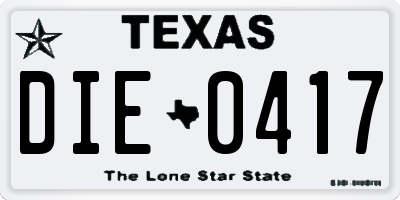 TX license plate DIE0417