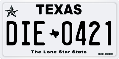 TX license plate DIE0421