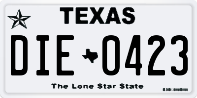 TX license plate DIE0423