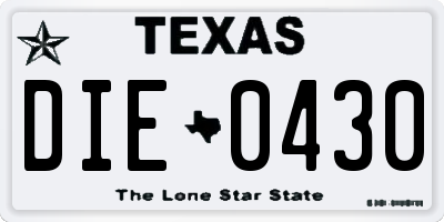 TX license plate DIE0430