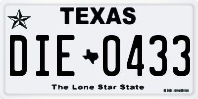 TX license plate DIE0433