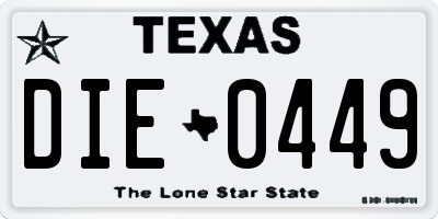 TX license plate DIE0449