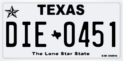 TX license plate DIE0451