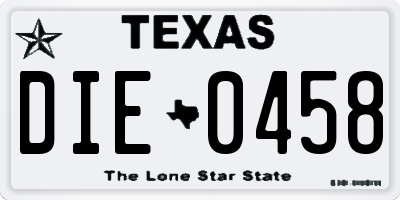 TX license plate DIE0458