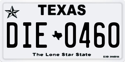 TX license plate DIE0460