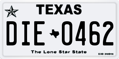 TX license plate DIE0462